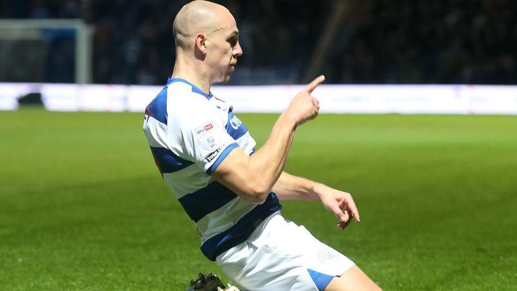 Michael Frey celebrates scoring for QPR against Luton Town