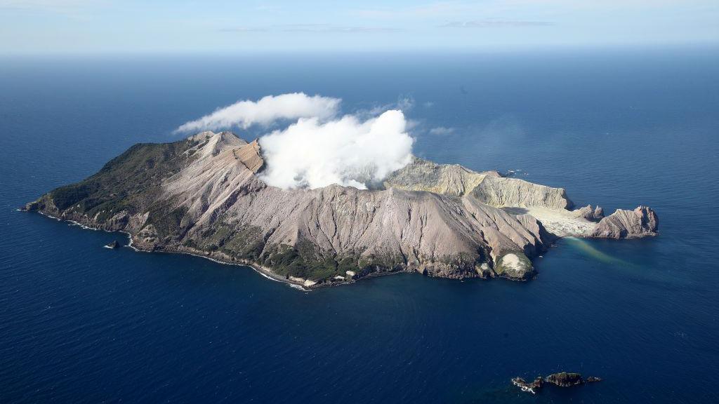 White Island is pictured on December 08, 2020 off the coast of Whakatane, New Zealand