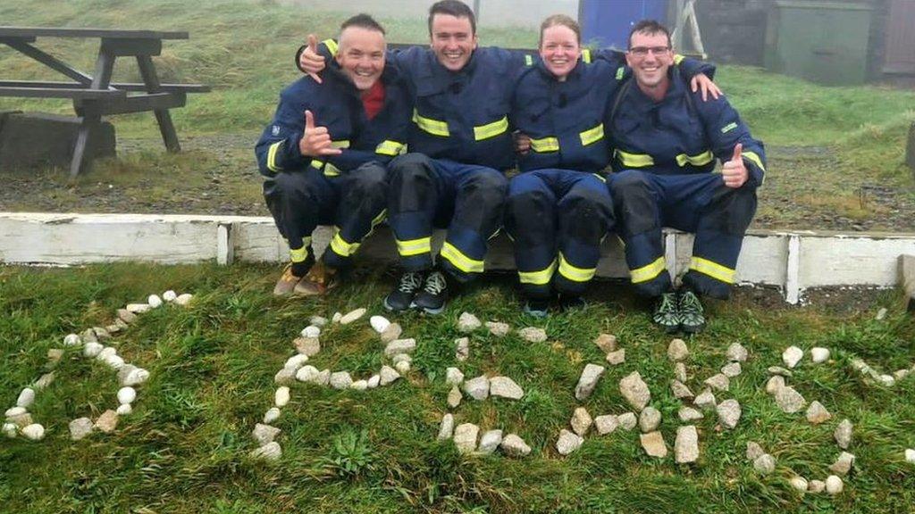 The team of fundraisers at the top of Snaefell