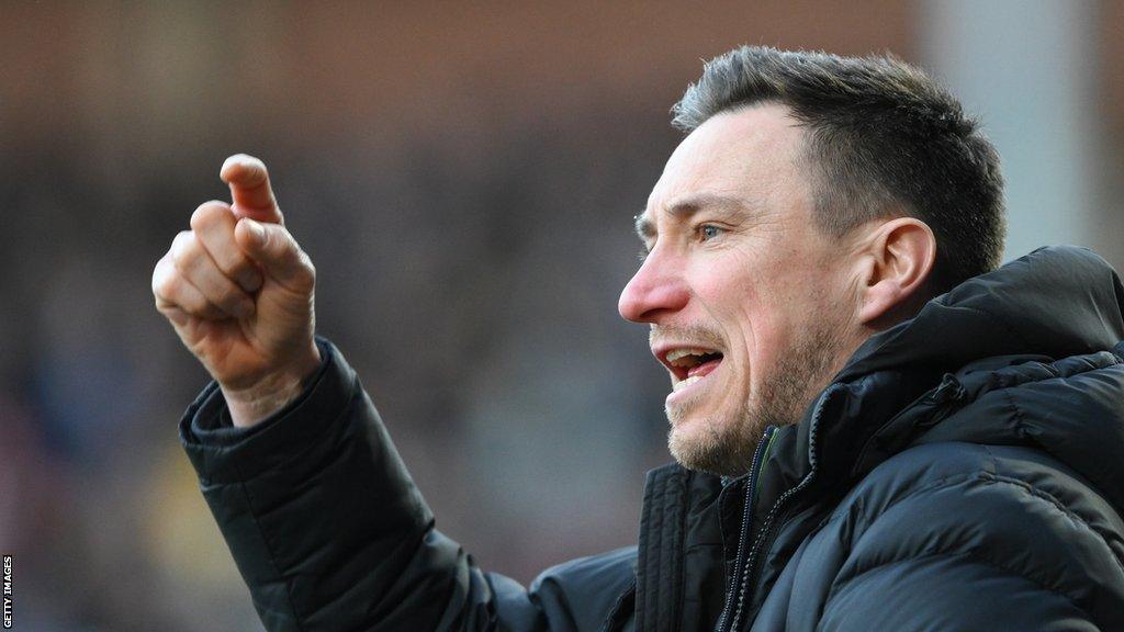 Notts County boss Stuart Maynard shouts instructions to his players