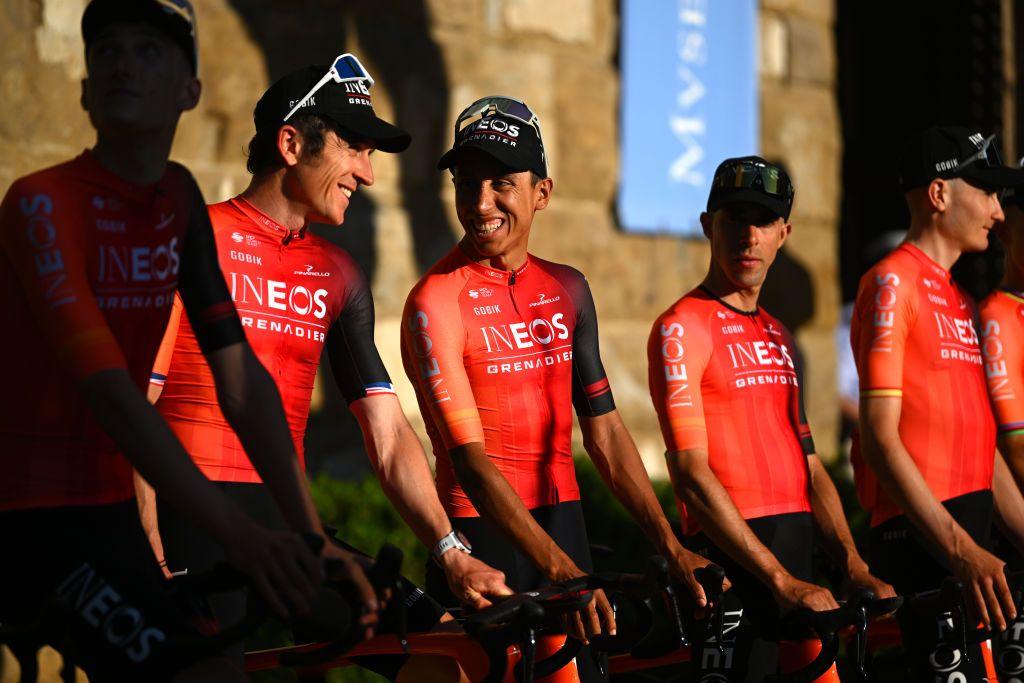 Geraint Thomas and Egan Bernal share a joke