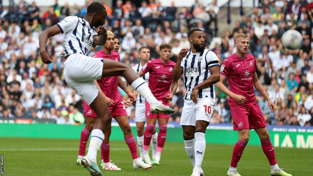 West Bromwich Albion's Semi Ajayi fires in the opening goal