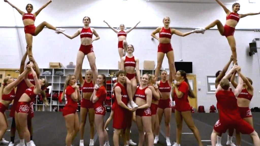 cheer team performing