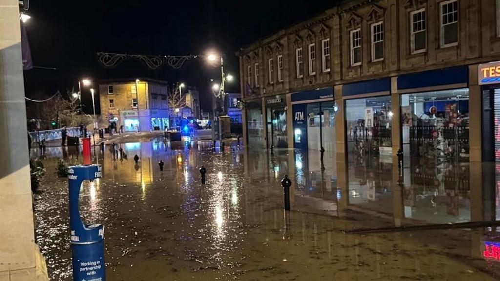 Chippenham high street with significant flooding