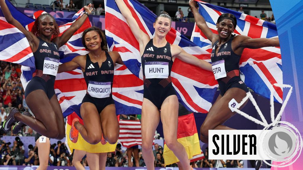 GB win silver in women's 4x100m relay final