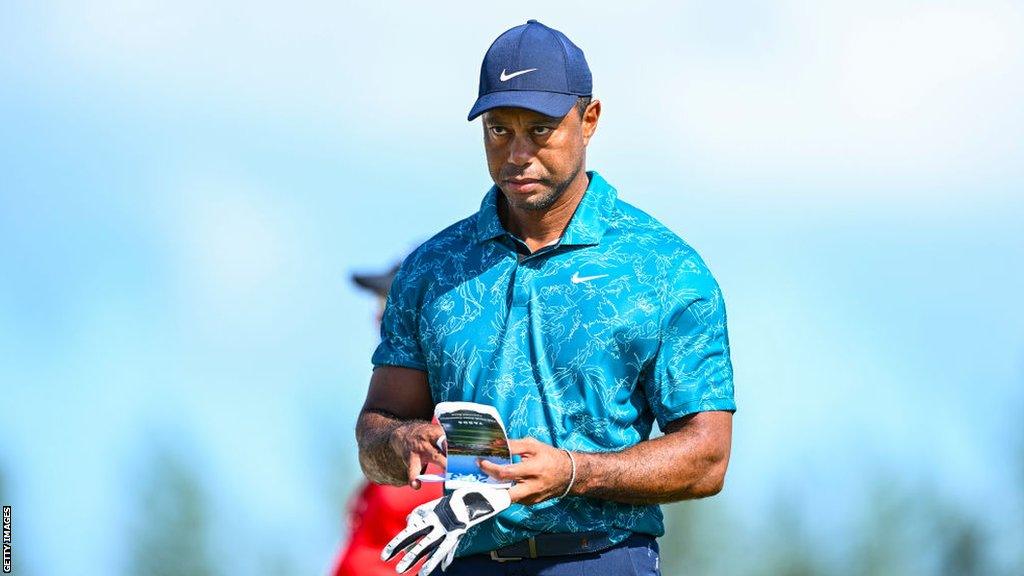 Tiger Woods in action at the Hero World Challenge in the Bahamas