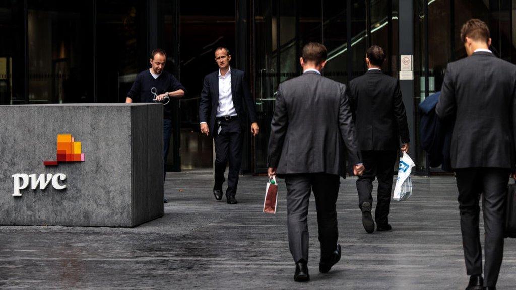 PwC staff outside London office 2018