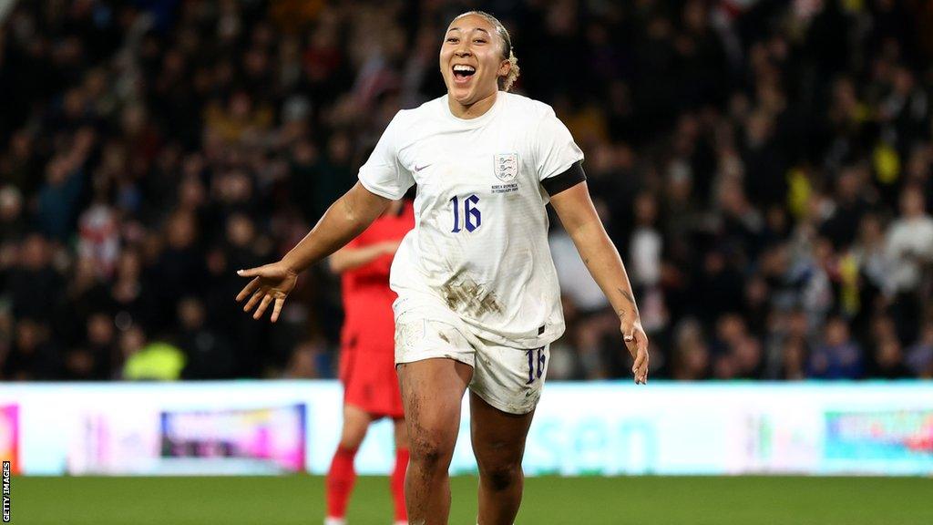 Lauren James celebrates scoring