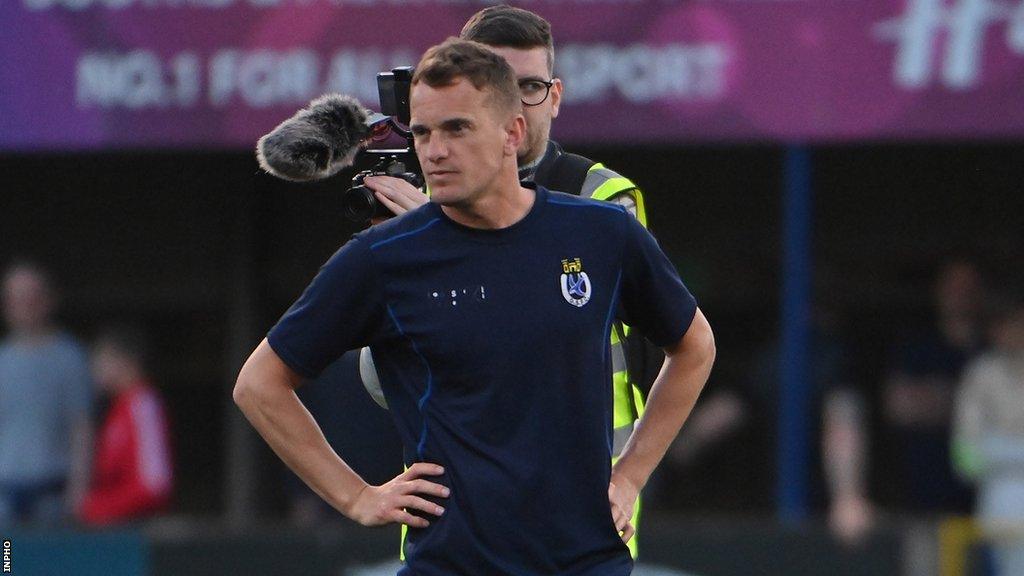 Dean Shiels after Dungannon Swifts retained the Irish Premiership place on Thursday night