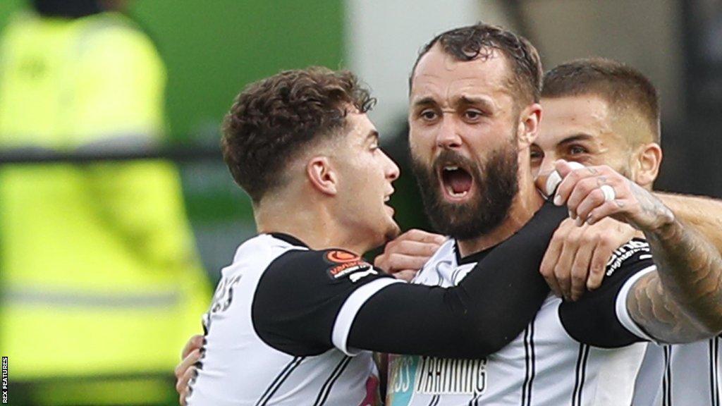 Connell Rawlinson celebrates a goal for Notts County