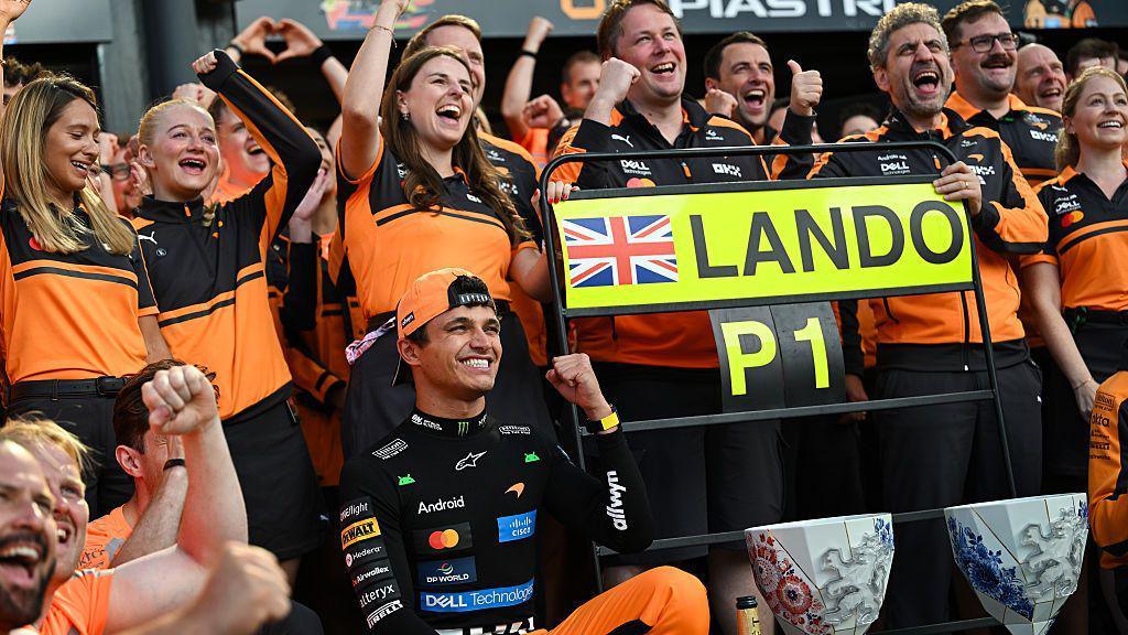 McLaren celebrate Lando Norris' victory in Zandvoort