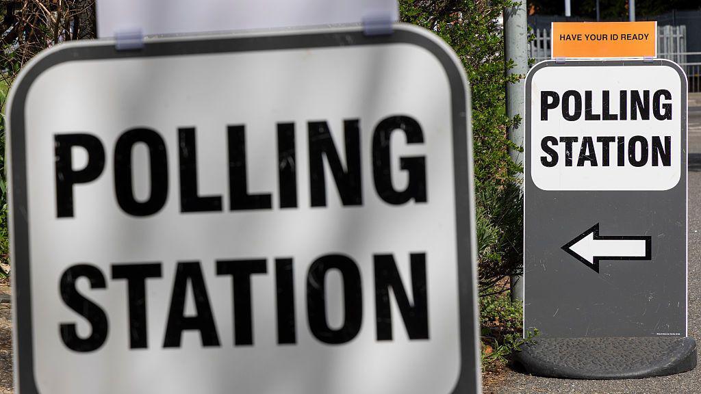 Polling station signs.