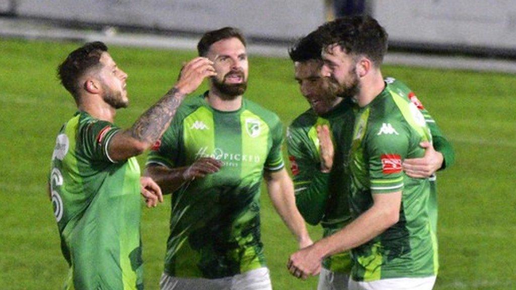 Guernsey FC celebrate a goal