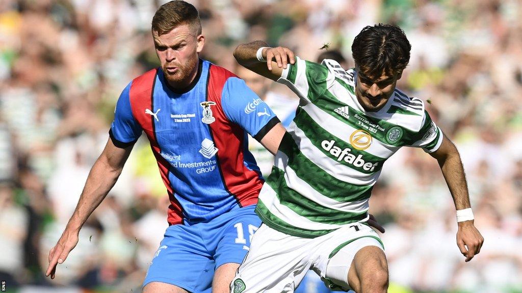 Scott Allardice in action for Inverness Caledonian Thistle against Celtic's Jota