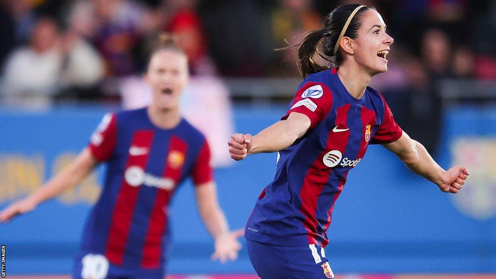 Aitana Bonmati celebrates scoring against Brann