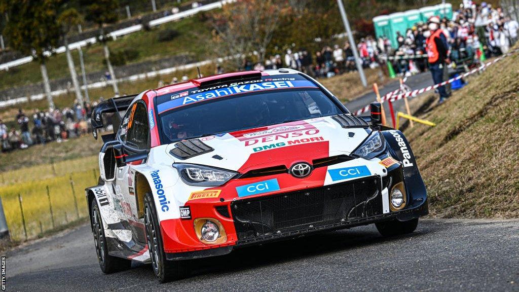 Toyota Gazoo's Elfyn Evans competes at Rally Japan