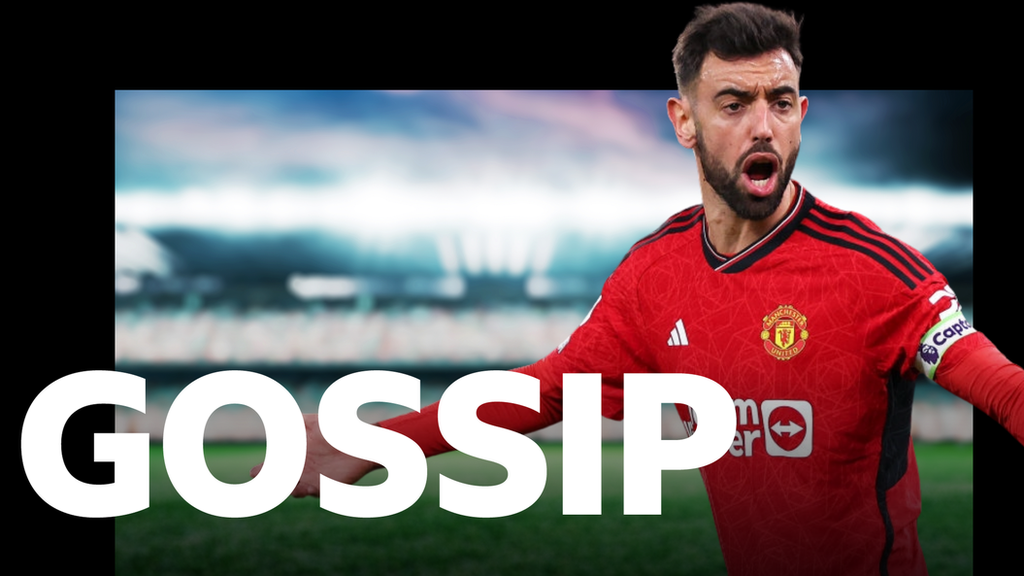 BBC Gossip logo with image of Bruno Fernandes