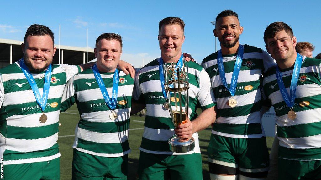 Ealing players with the Championship trophy