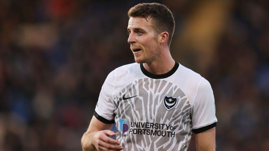  Conor Shaughnessy of Portsmouth during the Sky Bet League One match between Shrewsbury Town and Portsmouth at the Croud Meadow on December 16, 2023