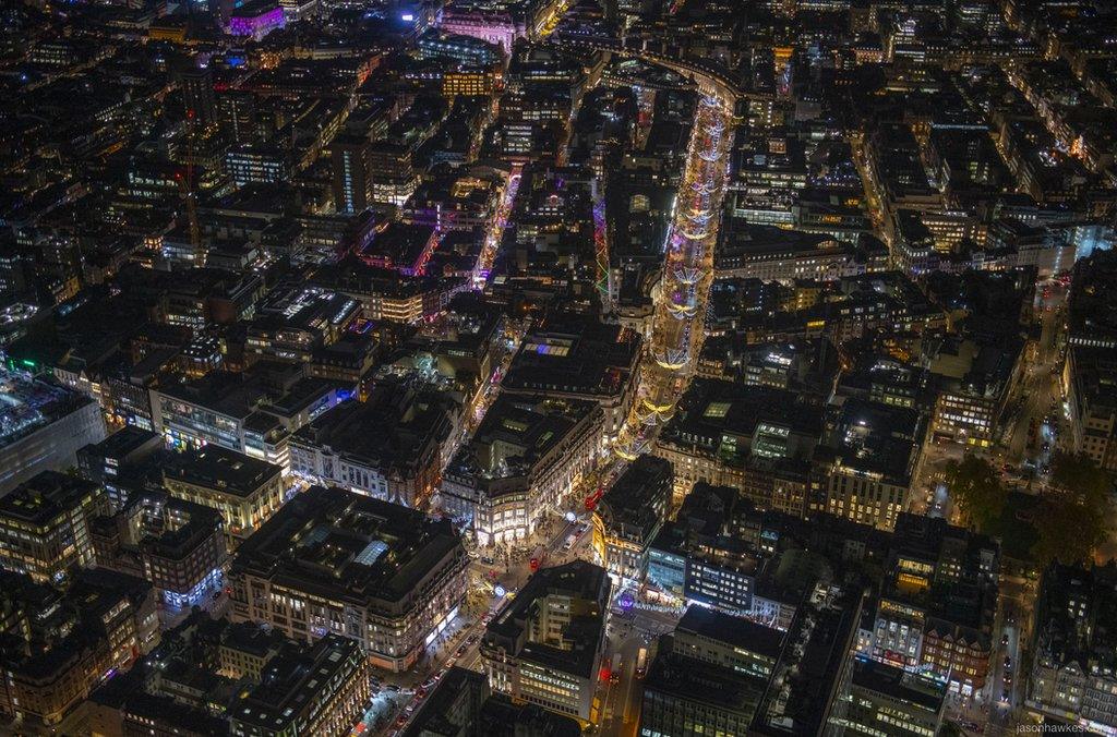 Looking along Oxford and Regent Street