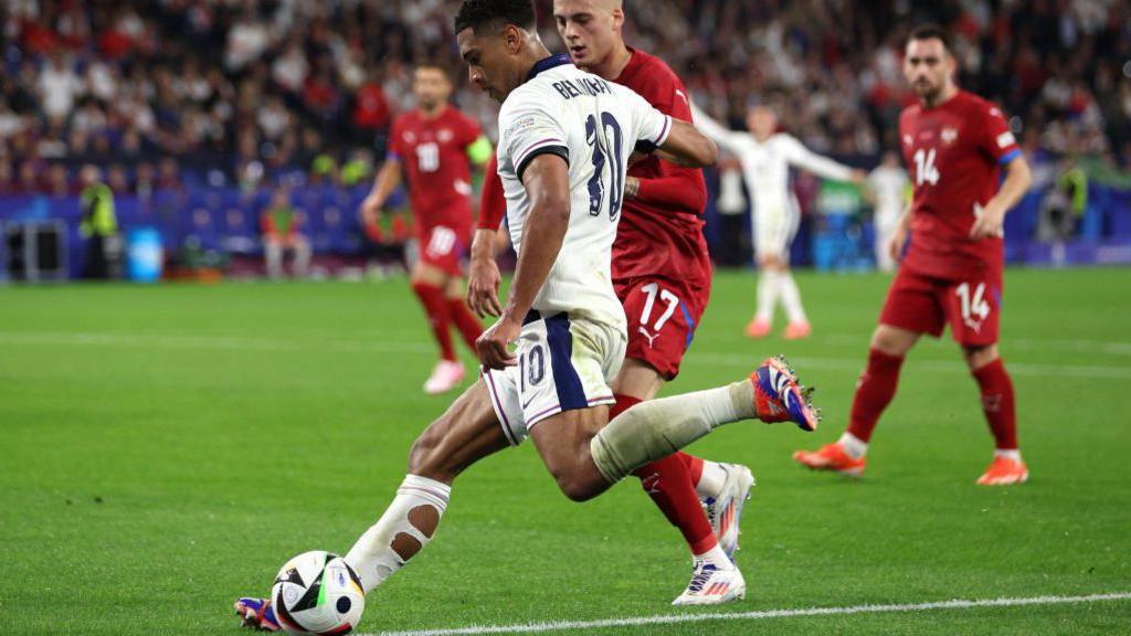 England's Jude Bellingham in action against Serbia