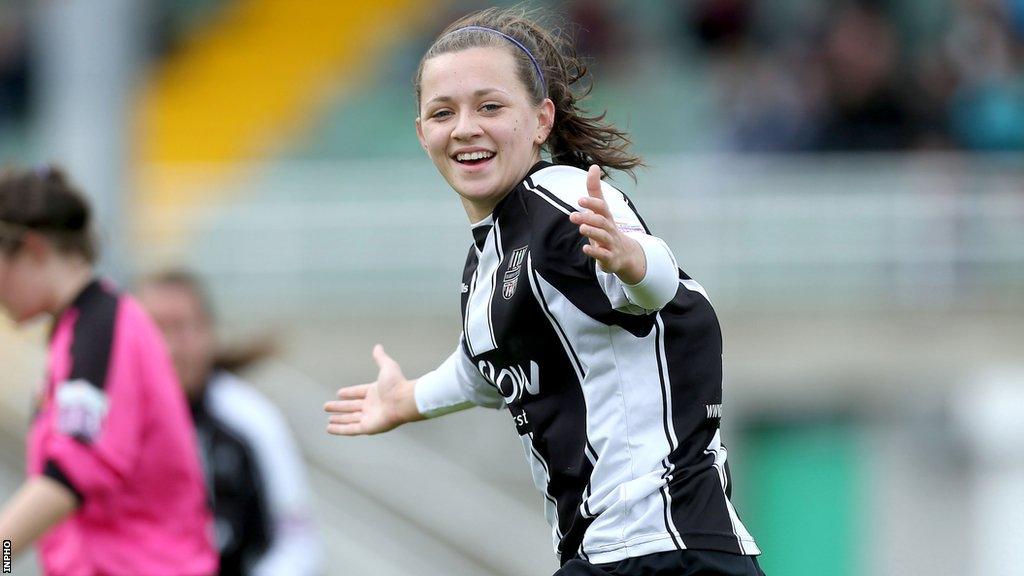 Katie McCabe celebrates a goal