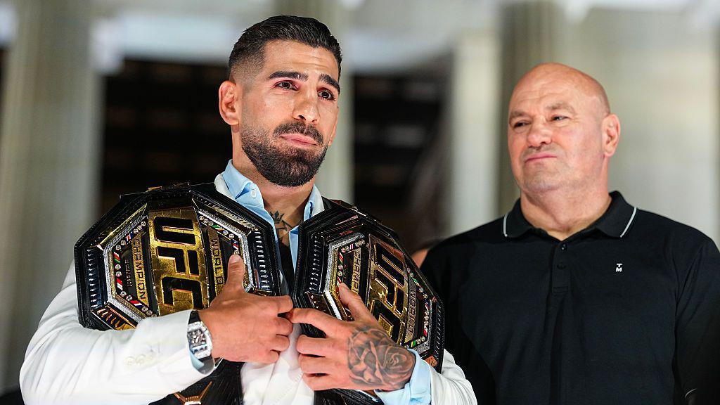 Ilia Topuria with Dana White at UFC Freedom 250 in Washington DC