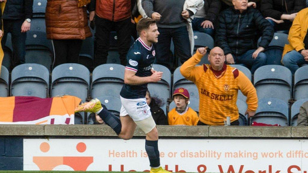 Jamie Gullan celebrates after sending Raith Rovers ahead