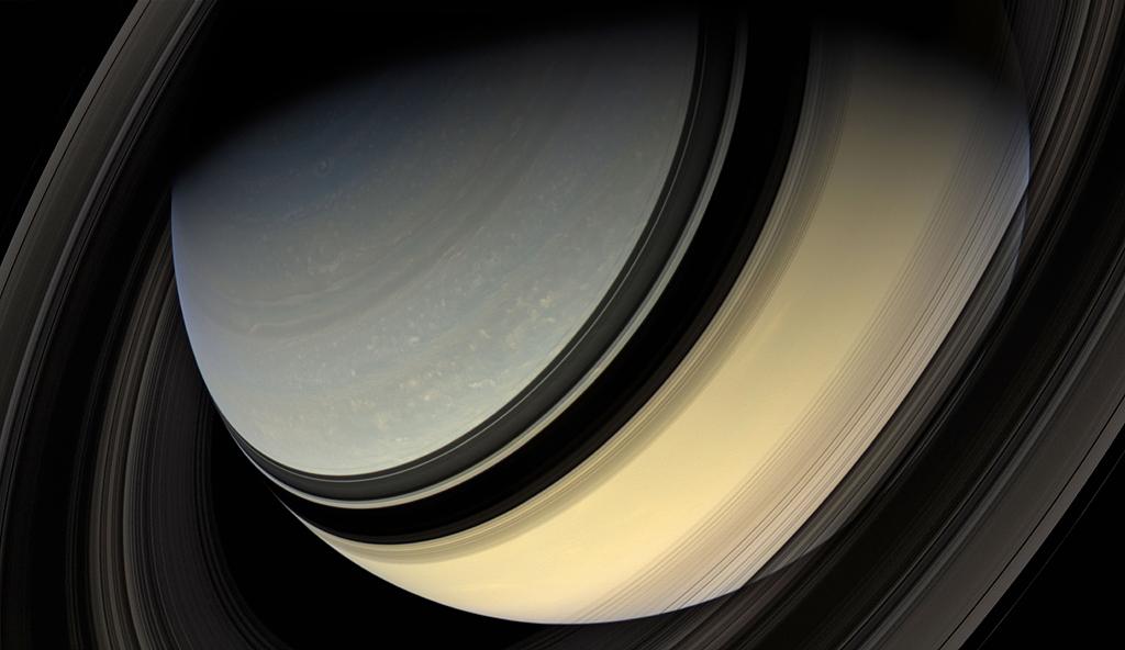 Dark side of the rings, Saturn, 2007