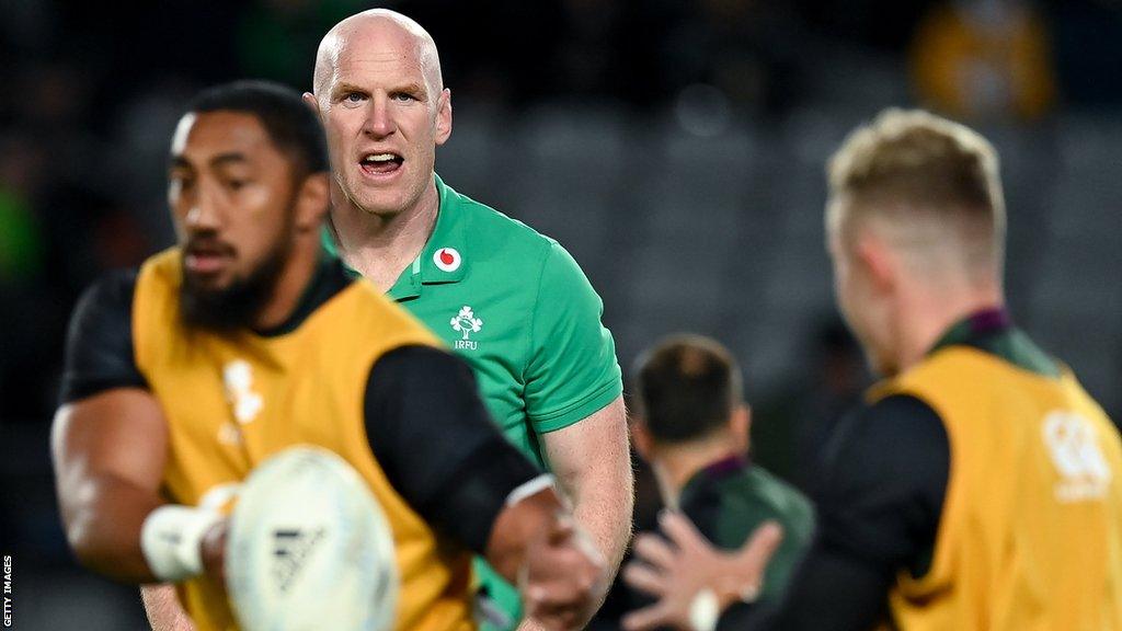 Paul O'Connell watches on during an Ireland training session