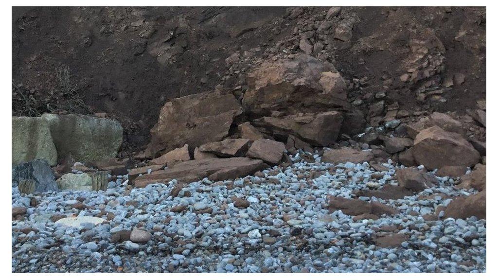 Rocks at the foot of a cliff