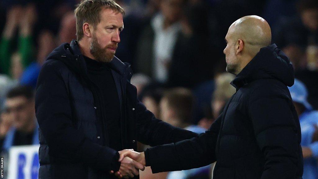 Pep Guardiola and Graham Potter shake hands