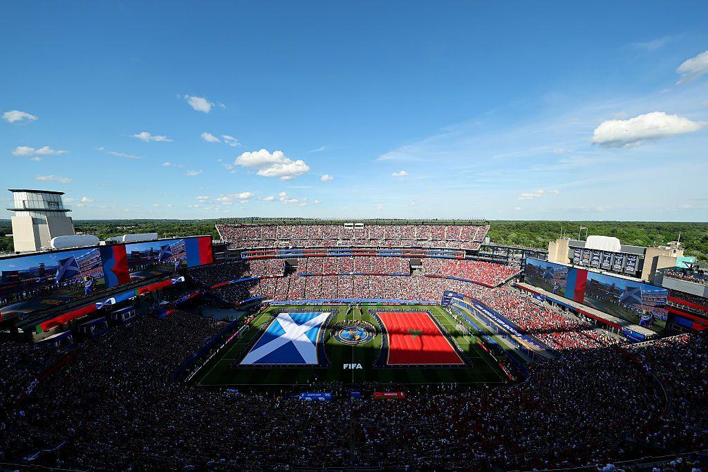 The respective national anthems were belted out at the Boston Stadium