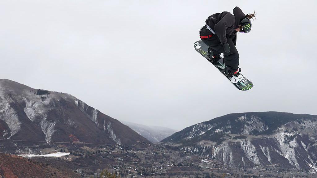 Mia Brookes in the air.