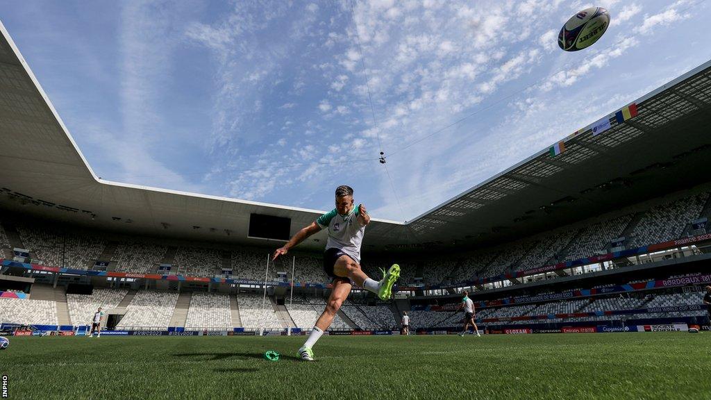 Johnny Sexton during the captain's run on Friday in Bordeaux