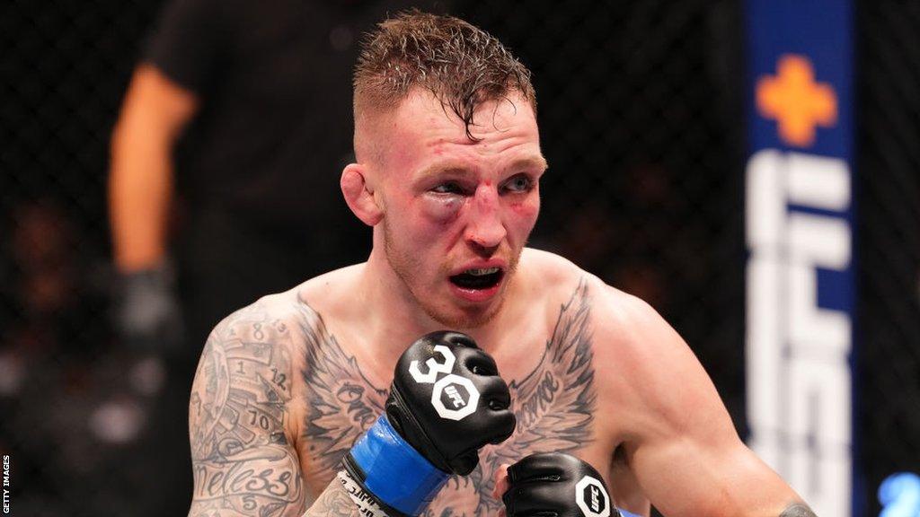Rhys McKee in action against Ange Loosa at UFC Paris.