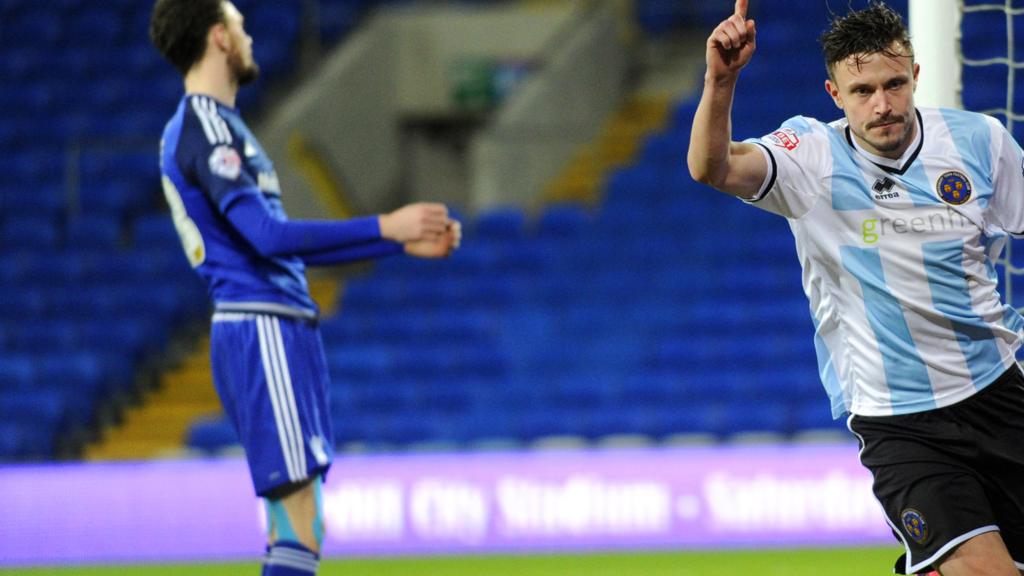 Shrewsbury's Andy Mangan celebrates