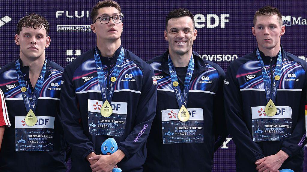GB's Matthew Richards, Jack McMillan, James Guy and Duncan Scott