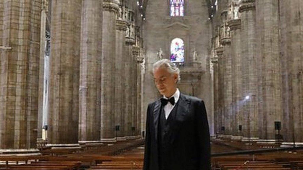 Andrea Bocelli performed an online concert from Milan, with a message of hope to those in lockdown.