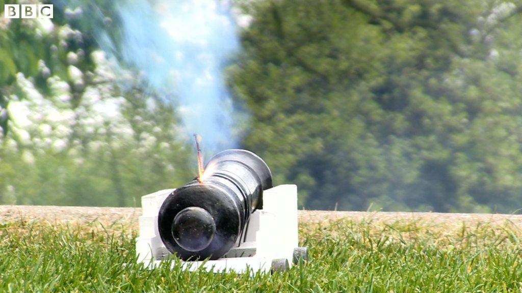 Miniature canons were used for the 21 gun salute.