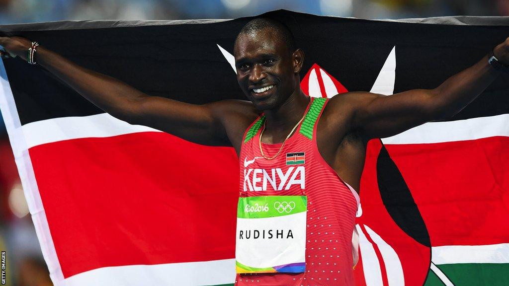 David Rudisha celebrates at Rio 2016