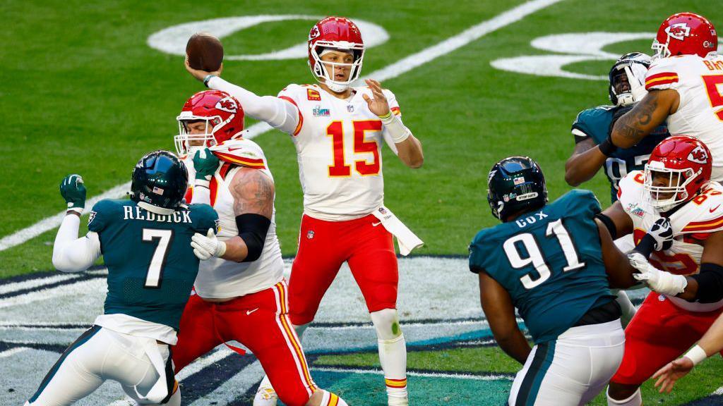 Game action during Super Bowl 58.