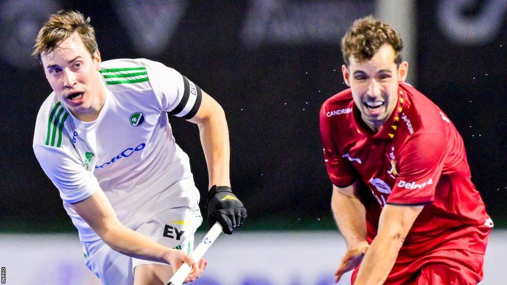 Sean Murray in action against Florent van Aubel during Ireland's 4-2 defeat by Belgium