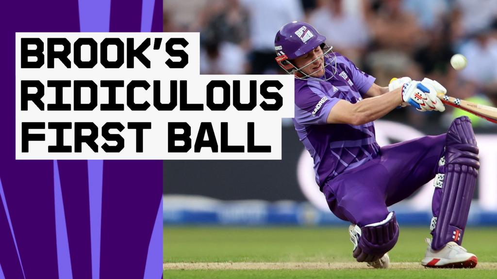 'What a shot!' - Brook hits unorthodox scoop six first ball