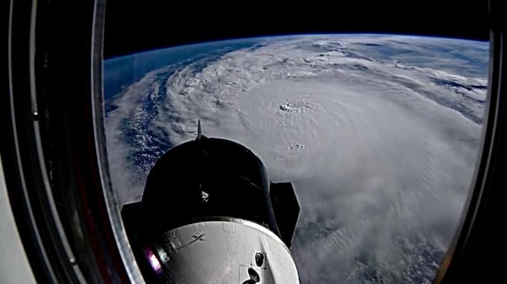 A view through the Dragon Endeavour window shows Hurricane Milton from space, October 8, 2024, in this screengrab from a video obtained by Reuters. NASA/Matthew Dominick