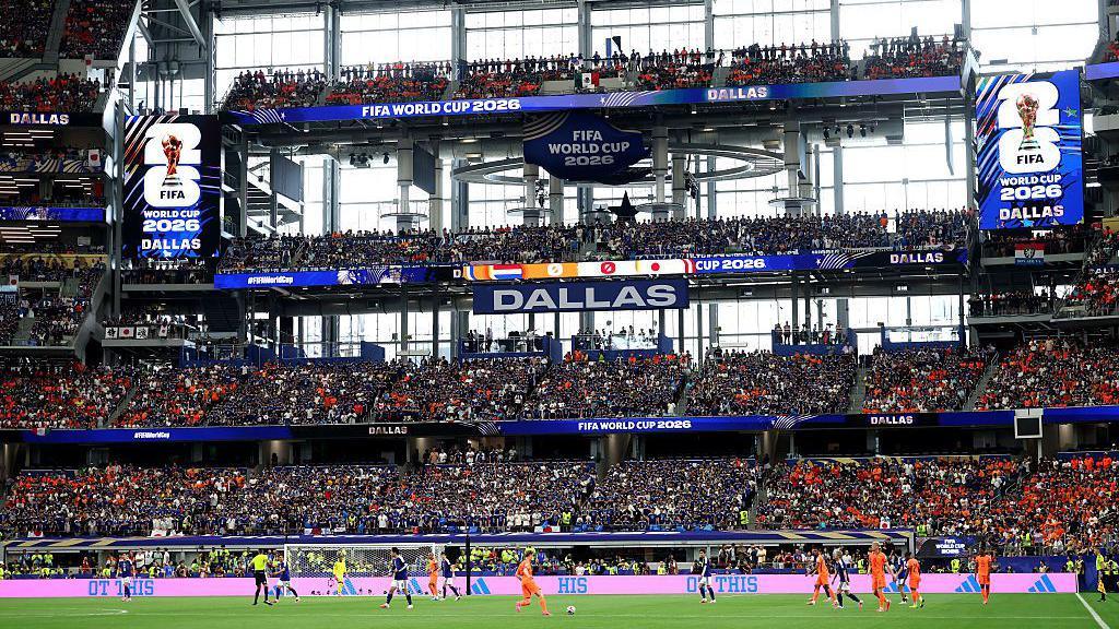 A picture inside the Dallas Stadium during a World Cup game.