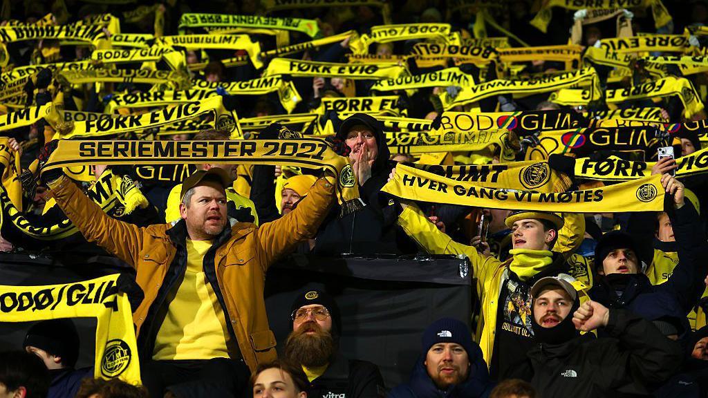 Bodo/Glimt fans celebrate against Inter Milan