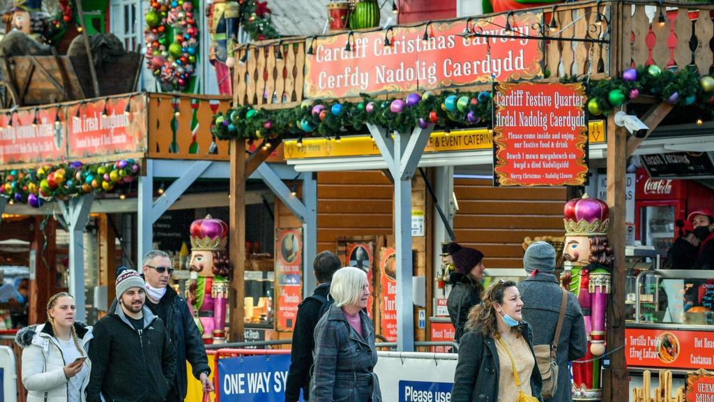 People at Cardiff Christmas market