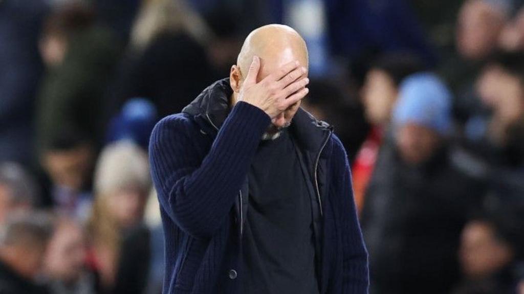 Pep Guardiola looking frustrated