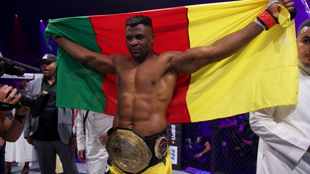 Francis Ngannou after beating Renan Ferreira in 2024